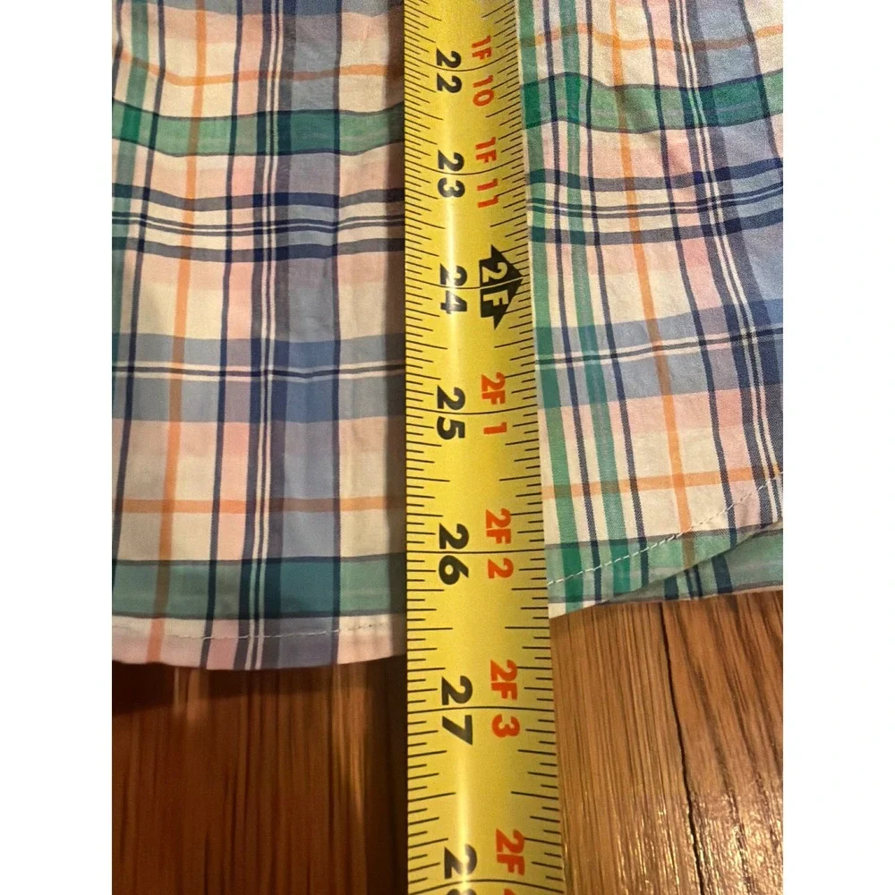 Ralph Lauren Boys XL 18-20 Plaid Short Sleeve Button Down Shirt Natural Stretch